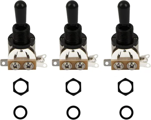 3 piezas Yootones de 3 vías de guitarra recta corta interruptor de palanca selector compatible con SG Epiphone Les Paul guitarra eléctrica (negro)