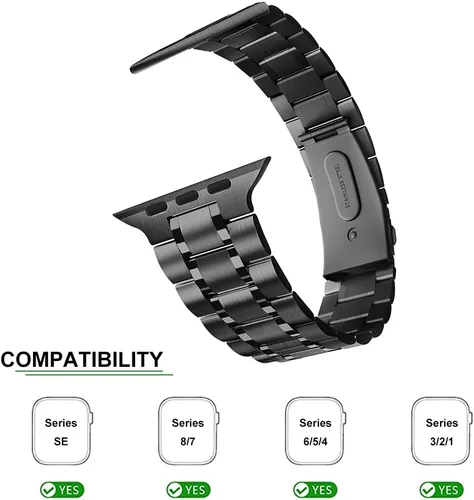 Miniatura 2 de Chuangshiji Compatible con Apple Watch Band de 38mm 40mm 41mm 42mm 44mm 45mm, pulsera de metal de acero inoxidable sólida para iWatch Series