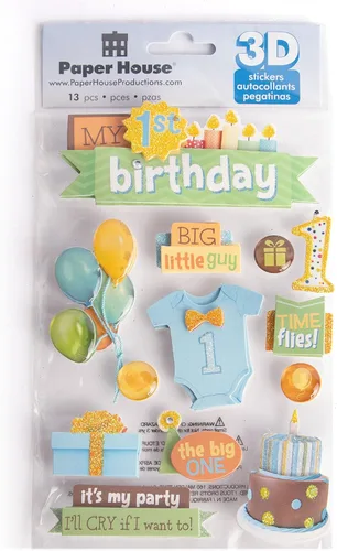 Miniatura 4 de Paper House Productions STDM-209E Adhesivos 3D, 1er Cumpleaños 'Boy', 5" x 7