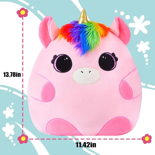 Miniatura 3 de Almohada grande de peluche de unicornio, tamaño grande, lindo y suave de 13 pulgadas de grasa Kawaii para abrazar, regalo para niños (unicornio)