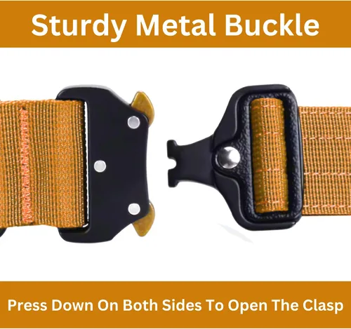 Miniatura 2 de Collar táctico para perro resistente, nailon ajustable con hebilla de metal, varios colores (naranja, L)
