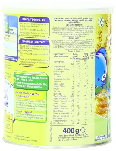 Miniatura 2 de Nestle Cerelac, miel y trigo con leche (de 12 meses), latas de 14.11 onzas (paquete de 4)