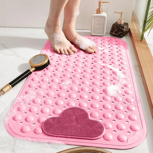 Miniatura 6 de Tapete de ducha antideslizante Tapete antideslizante para bañera con ventosas Drenaje rápido y función de masaje de pies Lavable a máquina