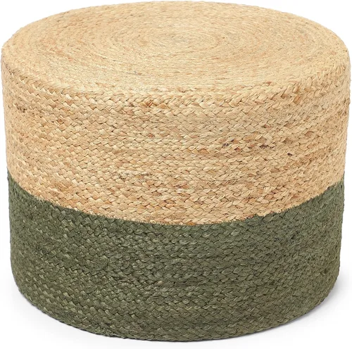 Miniatura 11 de REDEARTH Puf circular de yute, puf otomano – Puf trenzado con acento para sentarse redondo reposapiés para sala de estar, dormitorio, guardería