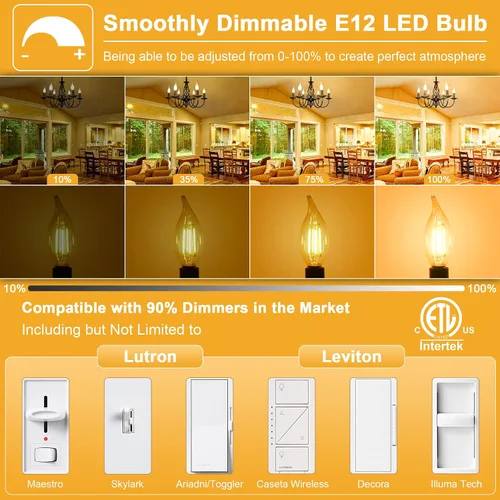 Miniatura 2 de GOLSPARK E12 LED Bulb Dimmable 60 Watt Equivalent 10 Pack, 2700K Warm White Type B E12 Candelabra LED Light Bulbs, B11 Candle LED Chandelier Light