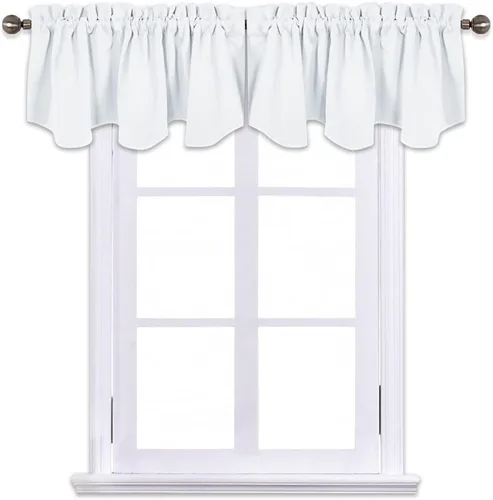 Miniatura 6 de NICETOWN Cenefas blancas puras para ventanas, cenefa festoneada sólida con bolsillo para barra, paneles de cortina cortos para cocina, oficina