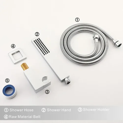 Miniatura 6 de Asyas Varita de ducha de mano de alta presión de latón cromado con conector de pared de codo ajustable, soporte de ducha y manguera de 59 pulgadas