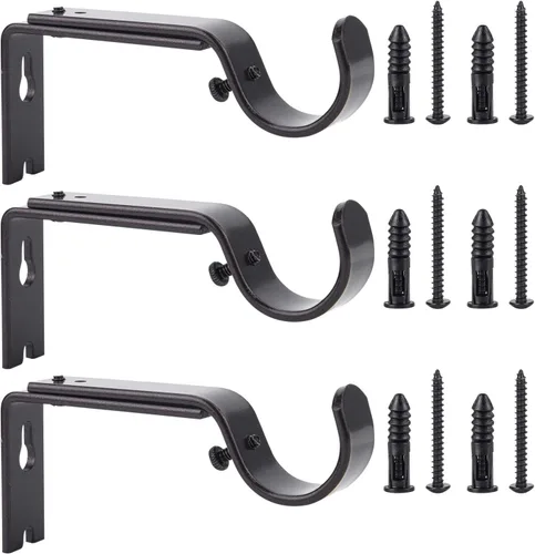 Miniatura 9 de Ycolnaefllr Juego de 2 soportes de barra de cortina ajustables resistentes dorados para barra de cortina para barra de 1 pulgada