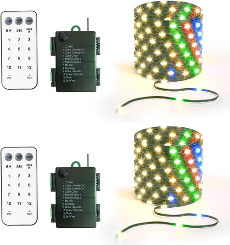 Miniatura 8 de Luces de Cadena de 33 pies que Funcionan con Batería, 100 Luces de Cadena de Hadas LED Alimentadas por Batería con Control Remoto y Temporizador