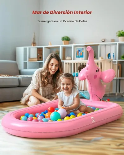 Miniatura 4 de QPAU Almohadillas de salpicaduras para niños pequeños de 1 a 3 años, tapete de juguete de elefante rosa para niños, tapete de juego al aire libre