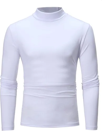 Miniatura 2 de Camisetas negras para hombre 2023 de manga larga cuello alto cálido suéter casual suave cómodo sólido Mock Pullover Undershirt