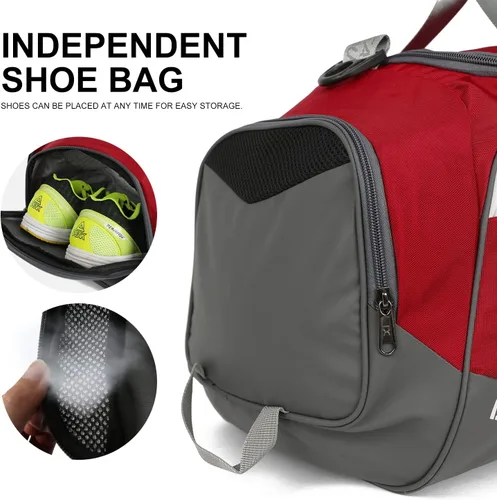 Miniatura 3 de INOXTO Bolsa de deporte de fitness con compartimento para zapatos impermeable bolsa de viaje para mujeres y hombres Rojo