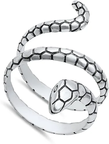 Miniatura 2 de Anillo de promesa de serpiente, serpiente, víbora, plata de ley 925, tamaños 5-12