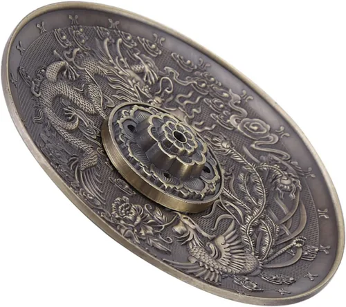 Miniatura 6 de Placa de soporte de palo de incienso de aleación de zinc con patrón de dragón incienso para dormitorio, templo, oficina, hotel (cobre)