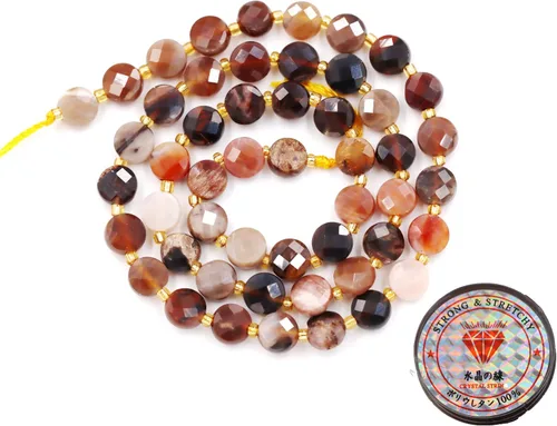 Miniatura 115 de Cuentas de piedras preciosas para la fabricación de joyas, cuentas de monedas facetadas de piedra natural piedra de sangre africana de 0.236 in