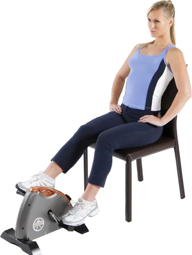 Marcy Miniciciclo de ejercicio de piernas y brazos con pedal para debajo del escritorio, con resistencia magnética ajustable, fisioterapia, Gris