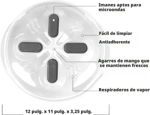 Miniatura 8 de HOVER COVER Cubierta magnética contra salpicaduras, tapa transparente de 12 pulgadas sin BPA, protector de placa ventilada con rejillas de Grafito
