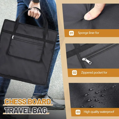Miniatura 3 de Bolsa de ajedrez estándar de pulgadas con un solo bolsillo con cremallera para almacenar tu equipo, un regalo ideal (20 x 20 pulgadas)