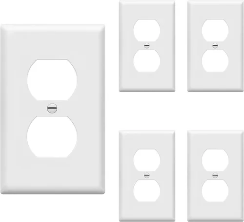 Miniatura 45 de ENERLITES Placa de pared de salida de receptáculo dúplex de tamaño mediano, placas de cubiertas de toma de corriente, tamaño medio de 1 banda, 4.88