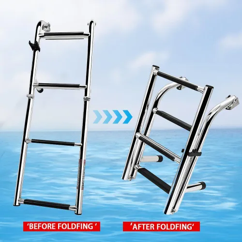 Miniatura 7 de Escalera plegable de acero inoxidable para barco, escalera de natación portátil, escalera telescópica para yates marinos y más (2217S)