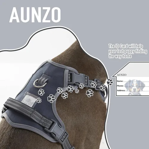 Miniatura 5 de Arnés para perro sin tirones para perros medianos, chaleco reflectante ajustable con asa, para entrenamiento, senderismo, caminar, chaleco gris a