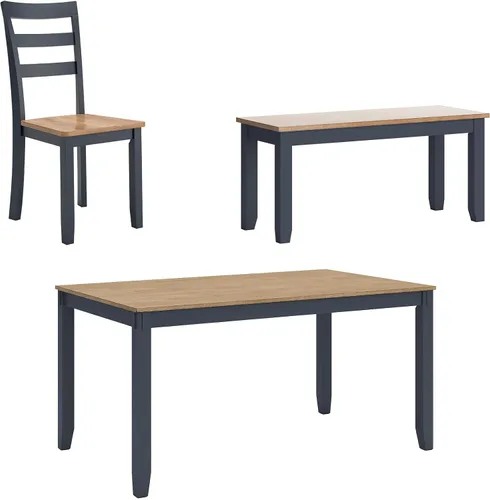 Miniatura 12 de Signature Design by Ashley Gesthaven - Juego de mesa de comedor moderno e informal con 4 sillas y banco, juego de 6, madera de mango, altura de mesa
