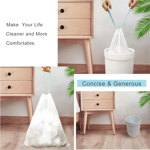 Miniatura 4 de Bolsas de basura de 3.2 galones, 100 bolsas de basura para baño, correa azul, bolsas de basura para cocina (blanco) con cordón de embalaje rápido