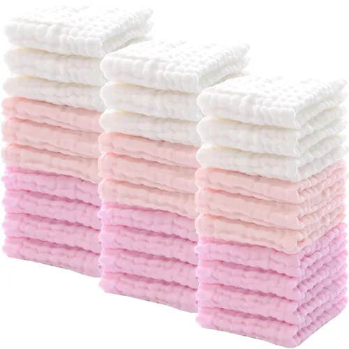 Miniatura 9 de Chumia 30 paños de muselina para bebé, paños de muselina para eructos, toallas de algodón natural, toallitas suaves para recién nacidos, toallas