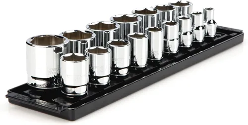 Miniatura 11 de TEKTON Juego de llaves de vaso de 6 puntos profundos de 1/2 pulgada con rieles y bandeja, 19 piezas (3/8-1-1/2 pulgadas) SHD92123