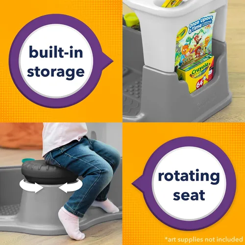 Miniatura 4 de Simplay3 Creative Kids Art - Juego de mesa y silla de escritorio con silla de escritorio adjunta, piso completo y almacenamiento de arte Gris