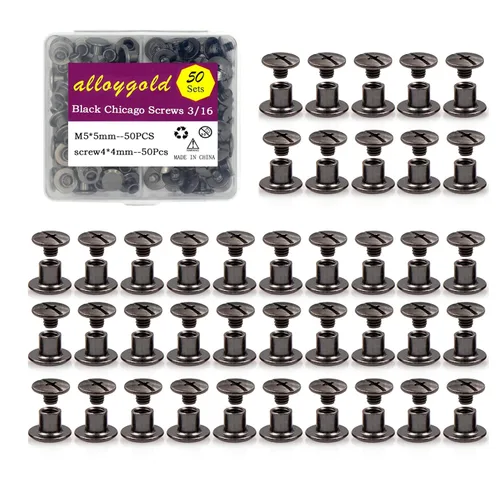 Miniatura 13 de 50 Juegos M5*6 Negro Pistola Kit de Tornillos Chicago Remaches de Cuero Tornillos Remaches Chicago Botones de Tornillos DIY Acabado de Cuero