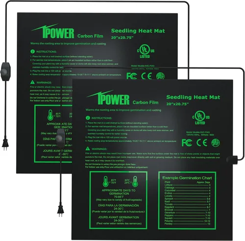 Miniatura 26 de iPower Tapete térmico de siembra de 10 x 20.75 pulgadas con película de carbono mejorada, almohadilla de inicio de germinación de plantas