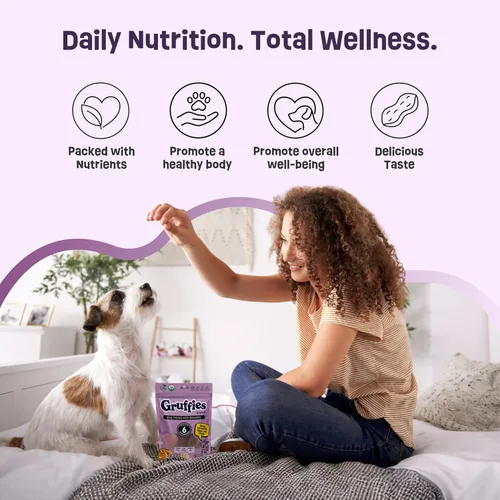 Miniatura 3 de Golosinas orgánicas para perros para el bienestar diario, sabor a mantequilla de maní con superalimentos, alto contenido de proteínas y omega-3