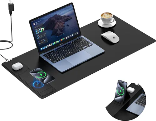 Miniatura 20 de TopMade Alfombrilla de mouse de carga inalámbrica, alfombrilla de mouse impermeable para juegos con superficie ultra suave, base antideslizante