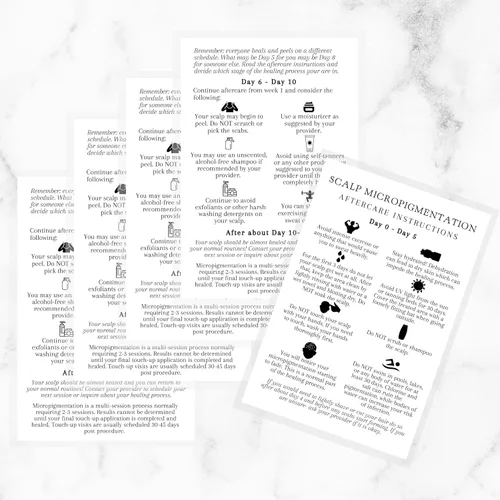 Miniatura 6 de Tarjetas de instrucciones de cuidado posterior de micropigmentación del cuero cabelludo para clientes 30 paquetes para maquillaje permanente