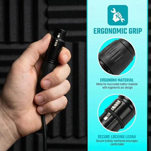 Miniatura 6 de 10 pares DMX XLR 3 Pin Macho/Hembra Audio Mic Snake Plug Audio Micrófono Cable Conector, Carcasa Negra