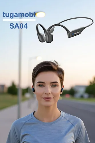 Miniatura 7 de SA04 - Auriculares deportivos inalámbricos Bluetooth ligeros de conducción ósea negra, con micrófonos, resistentes al sudor, impermeables