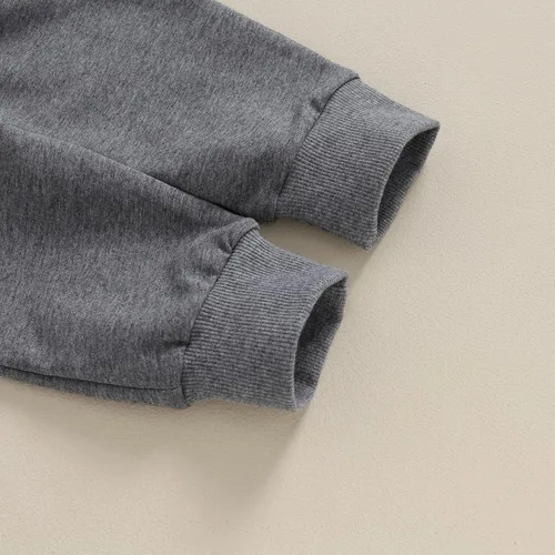Miniatura 36 de Conjunto de ropa de otoño e invierno para bebé niño pequeño, sudadera de manga larga con colores contrastantes, pantalones elásticos para recién