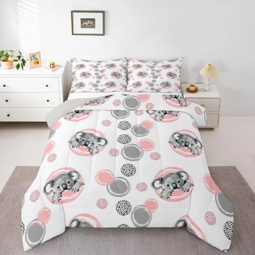 Miniatura 26 de Erosebridal Juego de ropa de cama de oso polar, tamaño individual, juego de edredón de oso blanco con patrón de animales, edredón de microfibra Oso