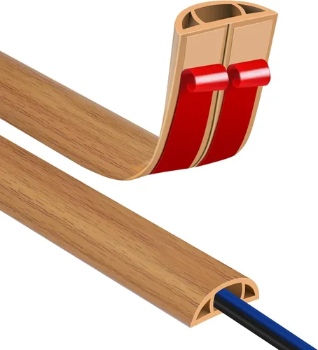 Miniatura 7 de JAHOMFAI Cubierta para cables de piso 1m de largo, cubiertas para cables en el suelo para proteger los cables y prevenir riesgos de caídas, fácil