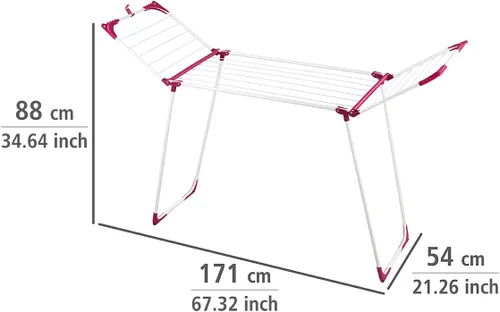 Miniatura 5 de Wenko Secador de ropa 42.7 ft Summer Dry-42.7 ft Longitud de secado, metal, blanco, 18.1 x 60.2 x 29.9 in