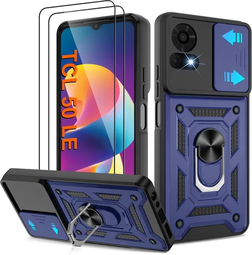Miniatura 38 de ATUMP Funda para T-Mobile Revvl V Plus 5G con protector de pantalla HD con cubierta de cámara deslizante, soporte de anillo de rotación de 360° Negro