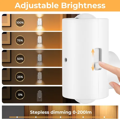 Miniatura 4 de Luces nocturnas LED enchufables a la pared, paquete de 4 regulables con sensor de atardecer a amanecer, blanco cálido de 2700 K, luz nocturna