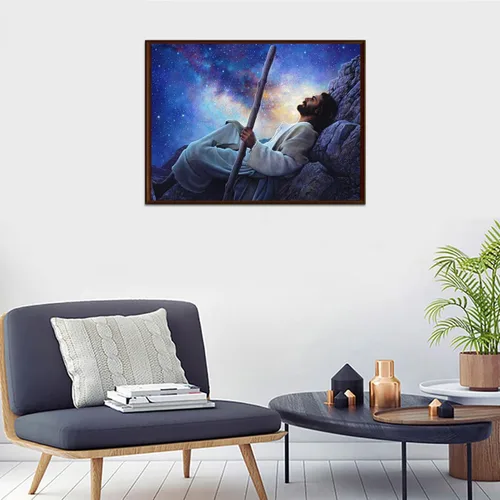 Miniatura 3 de UPABLUNSO Kit de pintura de diamantes de Jesús con cielo estrellado de Jesús, kit de pintura de diamante redondo completo 5D, pintura de diamantes