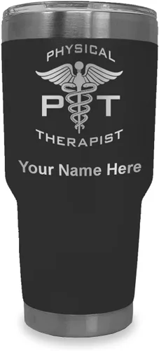 Miniatura 32 de LaserGram PT Physical Therapeut, vaso aislado al vacío de 20 onzas, grabado personalizado incluido (negro)