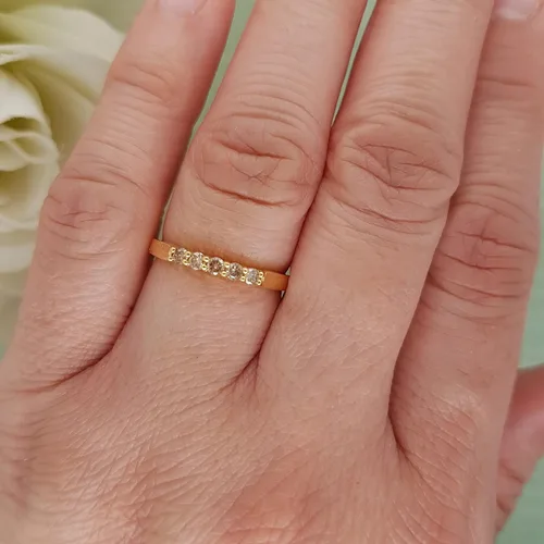 Miniatura 42 de Dazzlingrock Collection Anillo de boda redondo de 5 piedras preciosas o diamantes para mujer en oro macizo de 10 K/14 K/18 K