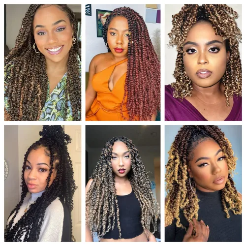 Miniatura 7 de 8 paquetes de extensiones de cabello sintético pretrenzado y prerrizado de ganchillo de 14 pulgadas, con rizos de pasión, para mujeres negras