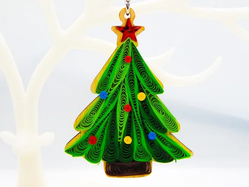 Árbol de Navidad, decoración del hogar, decoración navideña, adorno hecho a mano, ornamento quilled, bolso, mochila, bolso, teléfono móvil,