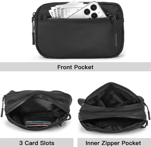 Miniatura 5 de Telena Riñoneras para mujeres y hombres, a la moda, con correas ajustables, negro, (0-black)