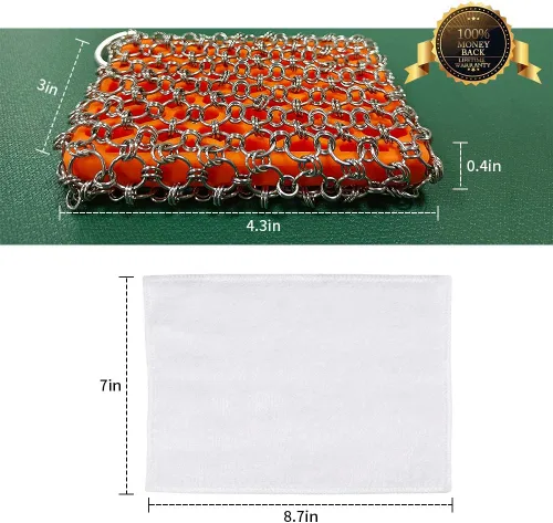Miniatura 5 de Limpiador de Cadena de Hierro Fundido Más Flexible, Limpiador de Cadena de Hierro Fundido 316L, Limpiador de Cadena para Sartenes, Ollas, Cacerolas